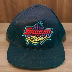 VTG SNAP ON Logo Racing Hat Cap Black Adjustable Snap Back